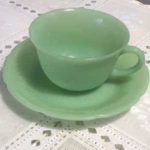 Vintage Fire King Jadite Cup & Saucer “Alice”